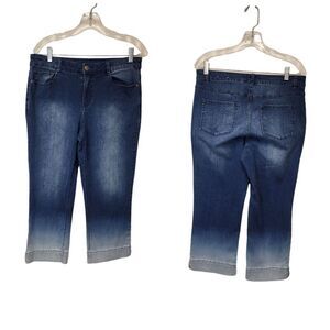Christopher & Banks Size 8 Ombre Capri Jeans Stretch Modern Denim Soft